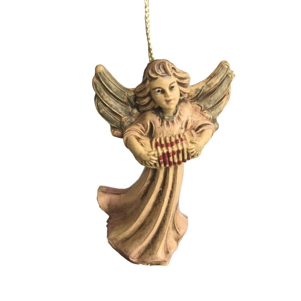 Nativity Angel Christmas Ornament Musical Accordian Italy Made Mid Century Vtg‎